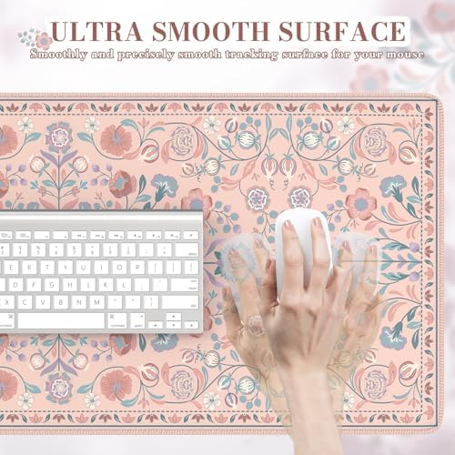 iCasso Desk Mat, Large Mouse Pad,35.4x15.7in,Peach Pink