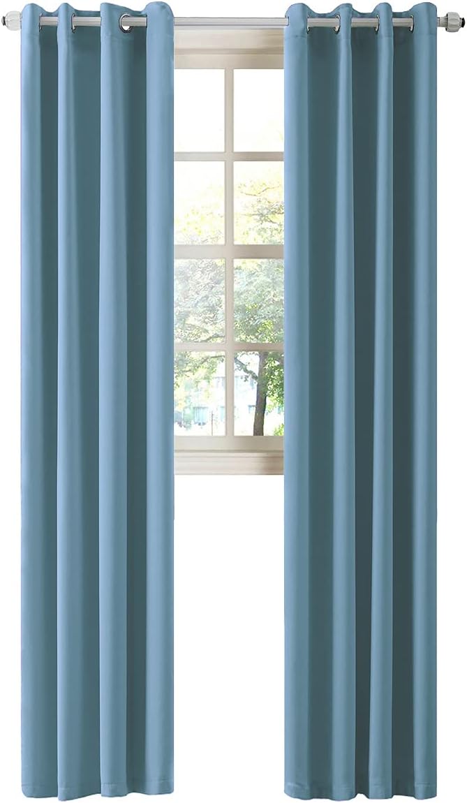 LA PALMA Thermal Insulated Blackout Darkening Grommet Living Room Curtains Window Drapes for Bedroom Pack of 2 Panels