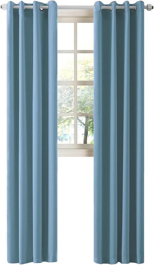 LA PALMA Thermal Insulated Blackout Darkening Grommet Living Room Curtains Window Drapes for Bedroom Pack of 2 Panels