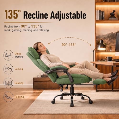 GTPLAYER Big&Tall Ergonomic Gaming Chair, Wide Spring Seat, Linkage Armrest,Green