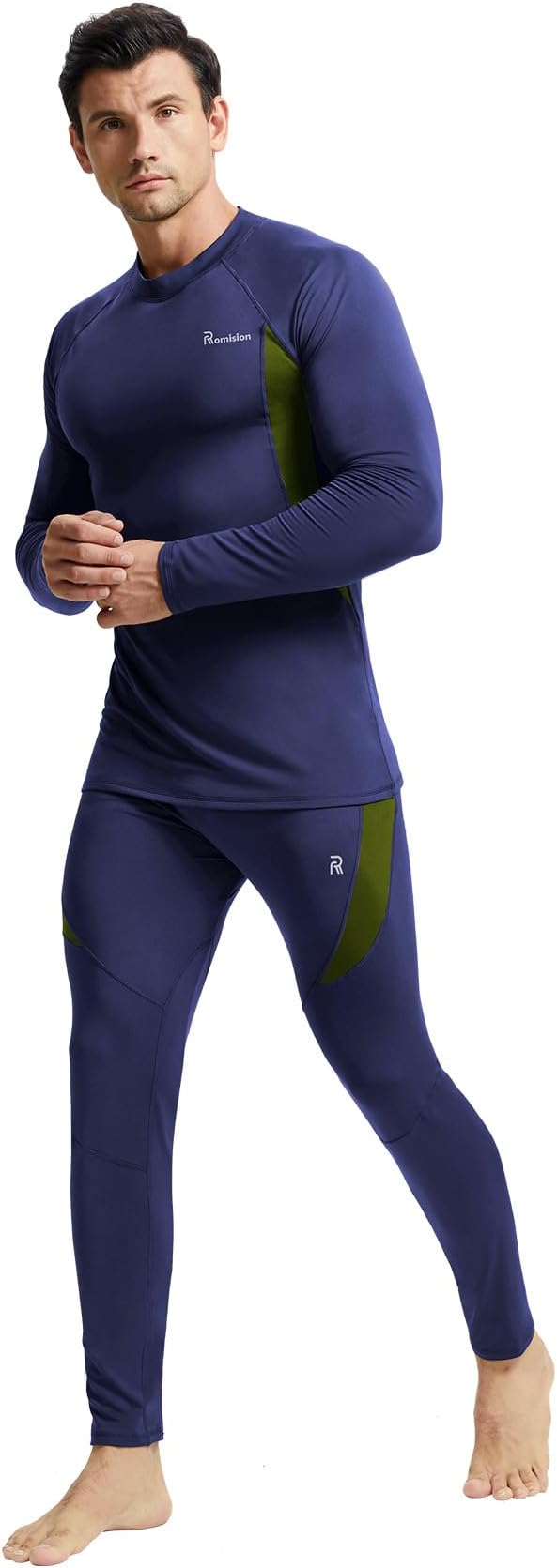 romision 2 Pack Thermal Underwear for Men Long Johns Fleece Lined Hunting Gear Bottom Top Set Base Layer Cold Weather XS-4XL