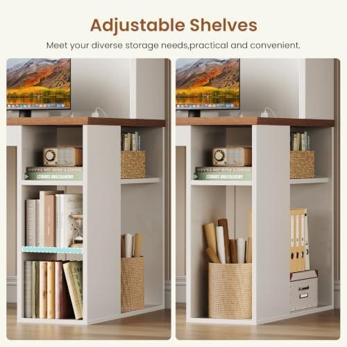 SEDETA 55.1" Farmhouse Desk with Hutch & 3 Storage Drawers