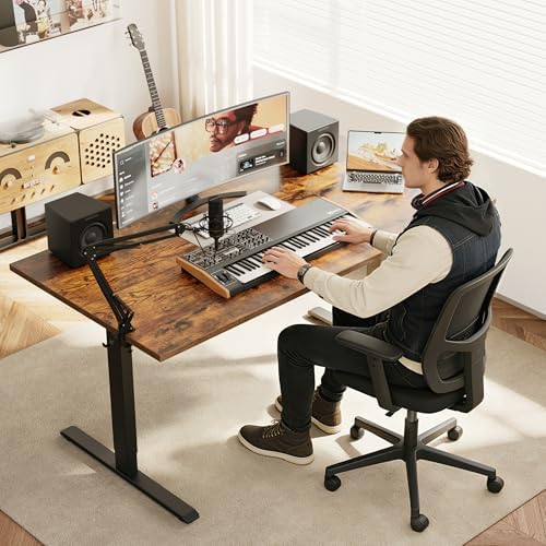 Agilestic 48*28 Inch Height Adjustable Electric Standing Desk, Rustic Brown