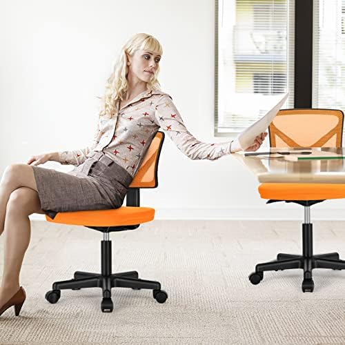 Sweetcrispy Small Armless Desk Chair, Mesh Rolling Office Chairs