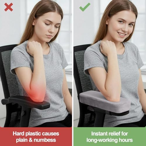 Smiry Memory Foam Office Chair Armrest Pads, Non-Slip Armrest Cushion