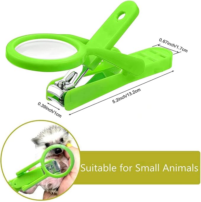 2 Pack Hamster Nail Clippers with Magnifying Glass Stainless Steel Claw Toenail Trimmer for Hedgehog Rabbit Guinea Pig Ferret Hamsters Chinchilla Pet Grooming Supplies (2 Pack (Blue+Green))