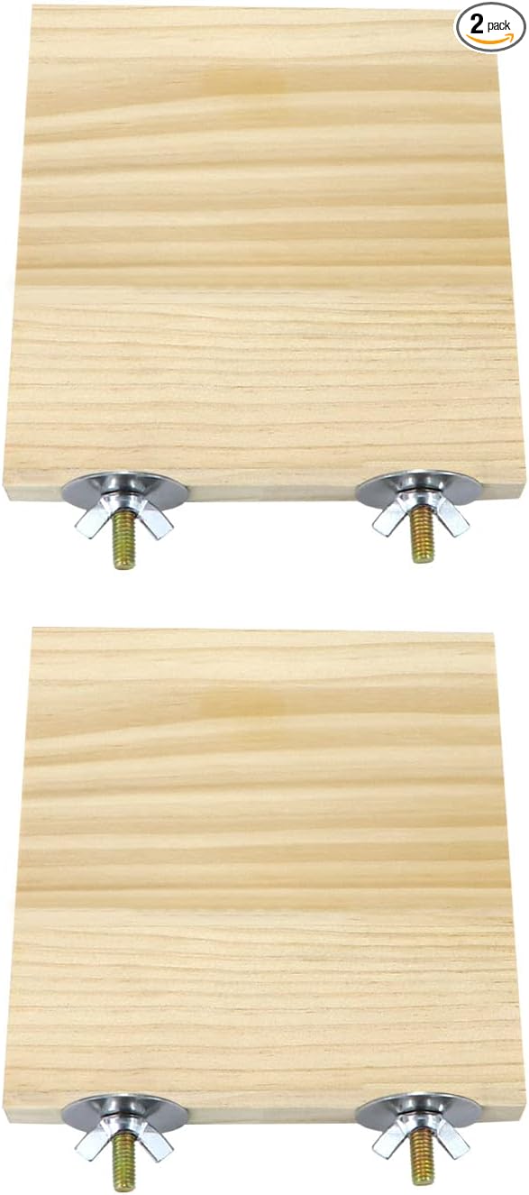 Litewoo 2pcs Bird Perch Platform Flat Stand Beak Paw Grinding Parrot, XL | 5.9"x6.5", natural wood, easy to install, save space, for parrot/parakeet/cockatiel/lovebird//conure/finch/budgie/cage