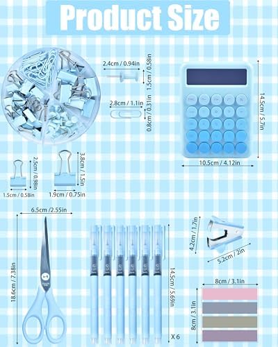 LXEVIHK Blue Desk Accessories 21-Piece Office Supplies Gift Set