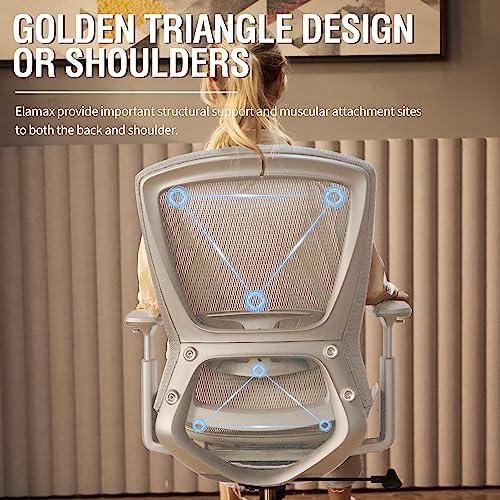 ELABEST Mesh Office Chair,Ergonomic Computer Desk Chair,Sturdy Task Chair- Adjustable Lumbar Support & Armrests,Tilt Function,Comfort Wide Seat,Swivel Home Office Chair (Grey Frame Grey Mesh)