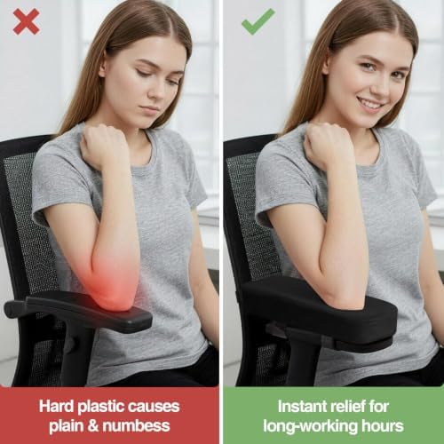 Smiry Memory Foam Office Chair Armrest Pads, Non-Slip Armrest Cushion
