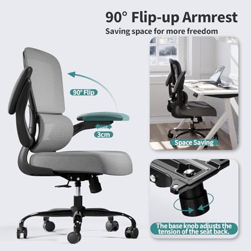TRALT Office Chair - Ergonomic Desk Chair with Adjustable Lumbar Support, Mesh Computer Chair, Executive Chair for Home Office Comfortable Lumbar Support (1, Fog Gray)