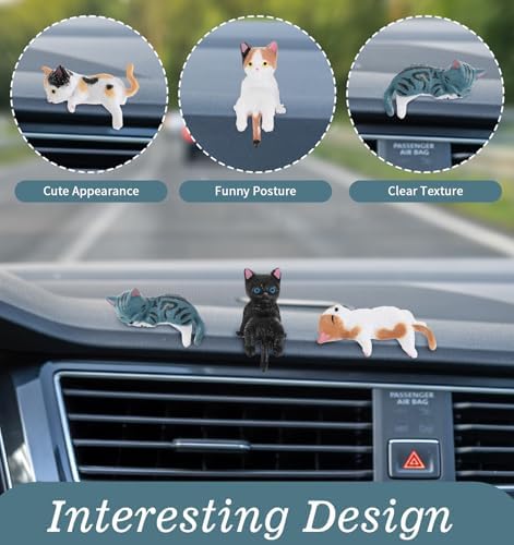 8Pcs Cat Desk Accessories, Cute Resin Mini Cat Desk Figurines for Monitor, Car Dashboard & Desk-Decor, Adorable Mini Cats Figurines for Office Car Home Decor, Ideal Gift for Cats Lovers
