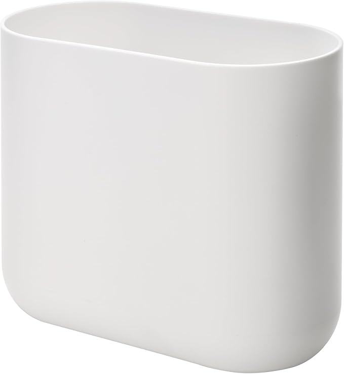 iDesign Small Slim Plastic Bathroom Trash Can, Garbage Can for Bedroom, Office, Desk, Dorm, 2-Pack, White