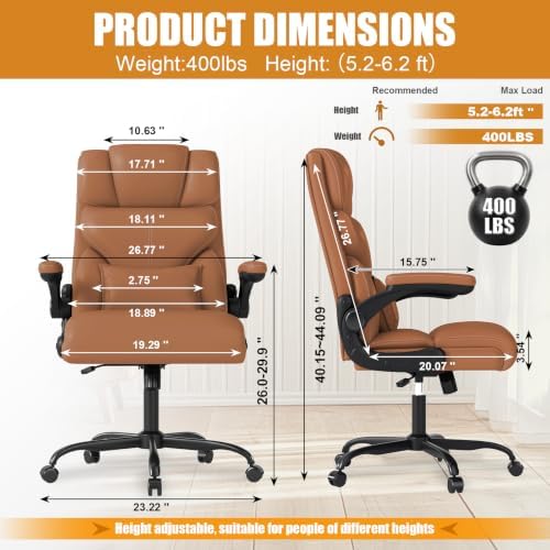 Executive Office Chair with Flip-up Armrests,Ergonomic Computer Desk Chairs