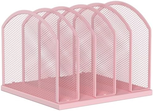 Gawerk 5-Section Vertical Desktop Organizer, 6-Section Mesh File Folder Stand Sorter for Office Home Classroom Organization