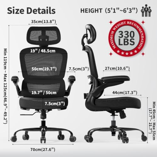 TRALT Office Chair Ergonomic Desk Chair - Gaming Chair with Lumbar Support