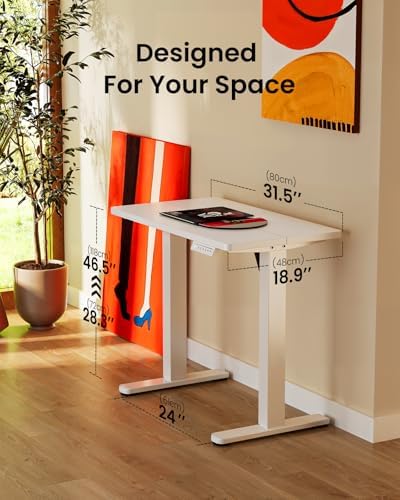 ErGear Height Adjustable Electric Standing Desk, 32 x 19 Inches Sit Stand up Desk with Memory Presets, Computer Home Office Desk, White