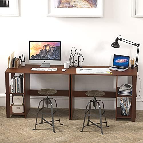 SHW 38-Inch Home Office Computer Desk with Shelves, Cherry
