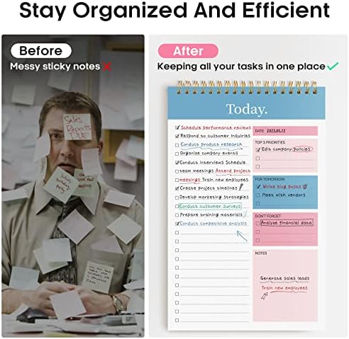 Taja To Do List Notepad, Undated Daily Planner for Work and Goal Setting