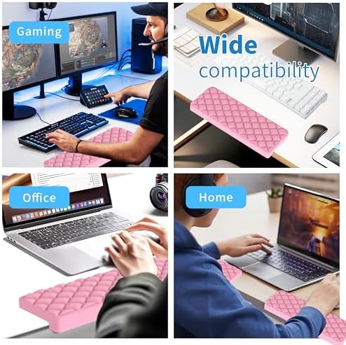 MEKASS L-Shaped Desk Elbow Pad for Desk, Memory Foam Elbow Support Padding with Non-Slip, Ergonomic Desk Edge Cushion, Wrist Comfort Support for Office Home 2 Pcs (Diamond Pink)