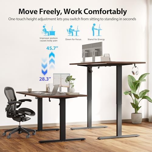 Agilestic 55*28 Inch Height Adjustable Electric Standing Desk, Dark Walnut