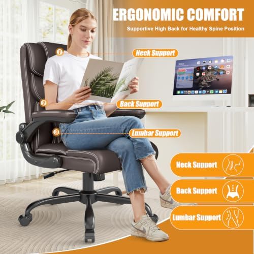 Executive Office Chair with Flip-up Armrests,Ergonomic Computer Desk Chairs