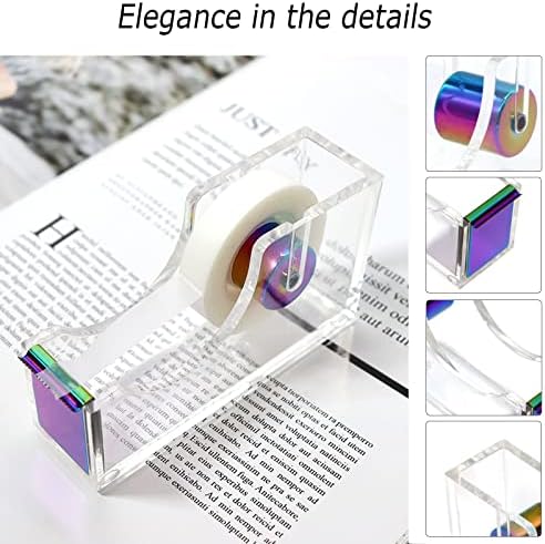 Famassi Dream Color Acrylic Stapler and Tape Dispenser Set, Office Supplies with Tape Dispenser, Stapler Remover, 2 Ballpoint Pen, Scissor, Binder Clips, Paper Clips and 1000pcs Staples