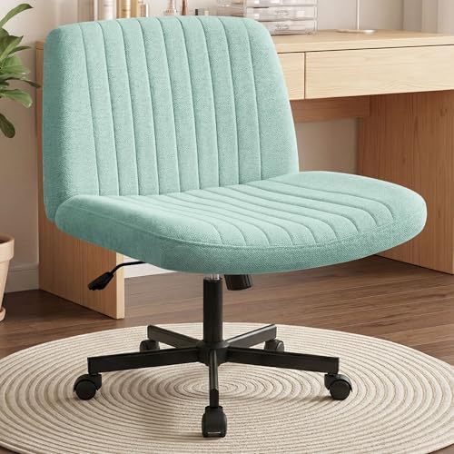 Orange Factory Criss Cross Chair, Wide Fabric Vanity Desk Seat, Mint Wheel