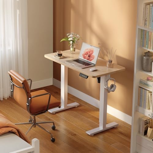 FEZIBO Standing Desk 32 × 19 Inch Electric Height Adjustable, Maple