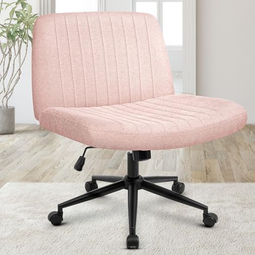 Orange Factory Criss Cross Chair, Wide Wheel Vanity Seat, Pink Dual Base
