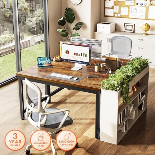 Huuger 48 x 24 inch Desk with Power Outlets & 0.95 Inch Thicker Desktop