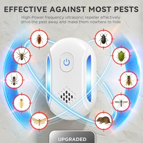 (2026 Upgraded) Ultrasonic Insect & Pest Indoor Repeller - Stronger Driving Force, Repellent for Mouse, Rats, Roaches, Ants, Spiders, Bugs, Home Plug-in Device, 2 Mode Switching (6 Pack)
