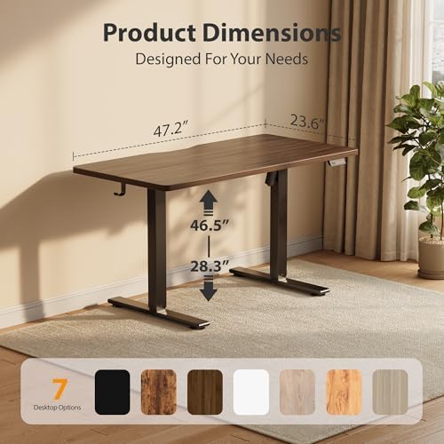 Cubiker Standing Desk, 48x24 Inches Sit Stand Home Office Desk, Electric Stand up Desk, Adjustable Desk with Splice Board, Black Frame/Black Walnut Top