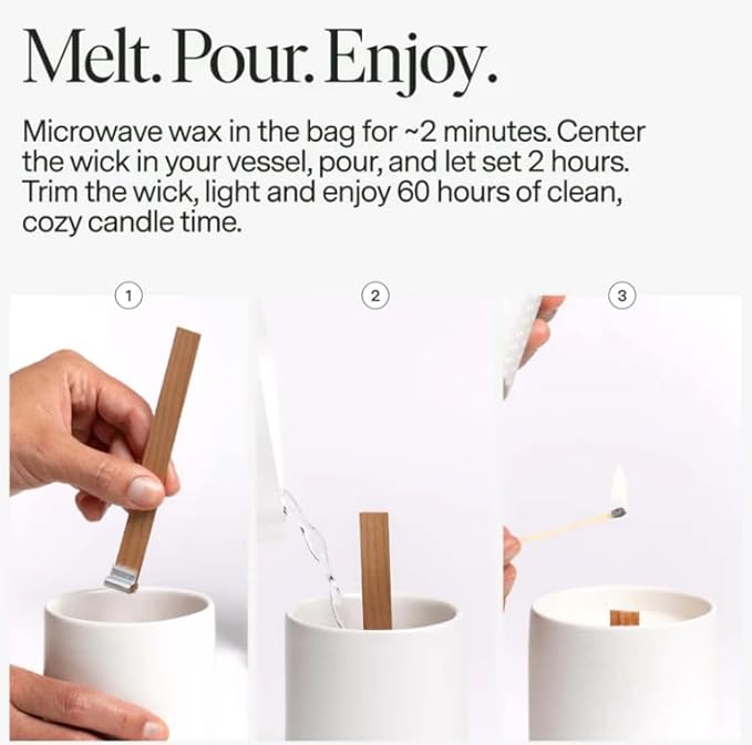 Siblings Candle Making Kit | DIY Coconut-Soy Wax Candle Kit with Wooden Wick | Scent No 01: Bergamot, White Rose, Oakmoss | Clean, Non-Toxic, Reusable, 60 Hr Burn