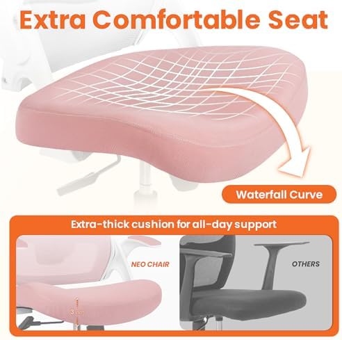 NEO CHAIR Office Desk Chair High Back Mesh Chair Adjustable Lumbar, Pink