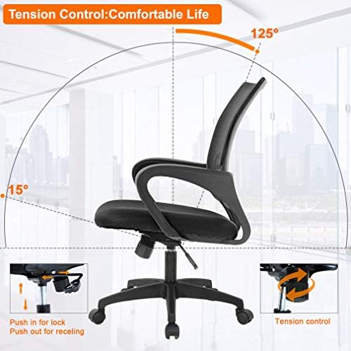 BestOffice Ergonomic Office Chair | Mid-Back Swivel Desk Chair | Black