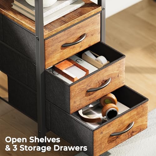 Huuger L Shaped Office Desk with Power Outlets & 3 Drawers
