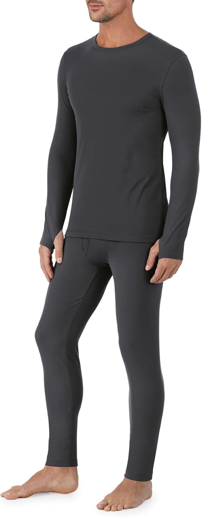 Cuddl Duds Mens Heavyweight Cold Weather Fleece Lined Thermal Set – Long Sleeve Shirt & Leggings – Lounge Sets for Men