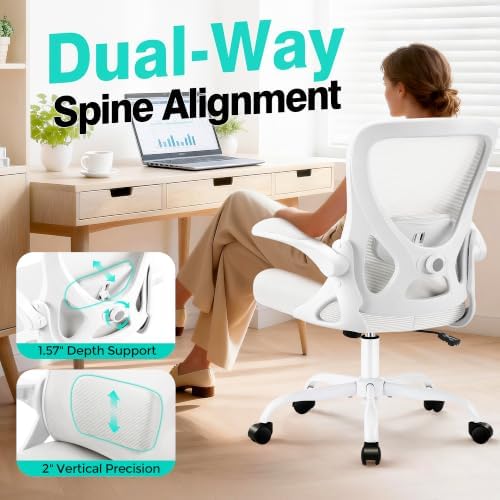 AreShark Office Chair - Ergonomic Breathable Mesh Desk Chair with Adjustable Lumbar Support and Flip-up Armrests - Executive High Back Rolling Swivel Comfortable Computer Gaming Chair for Home Office
