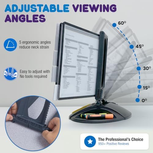 Ultimate Office AdjustaView Supply Base Desk Reference Display Organizer BK