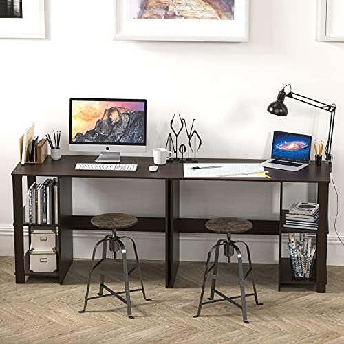 SHW 38-Inch Home Office Computer Desk with Shelves, Espresso