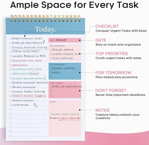 Taja To Do List Notepad, Undated Daily Planner for Work and Goal Setting