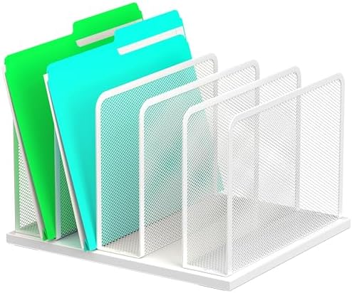 Kuntine.B 5-Section Upright Desk File Organizer White 1 Pack