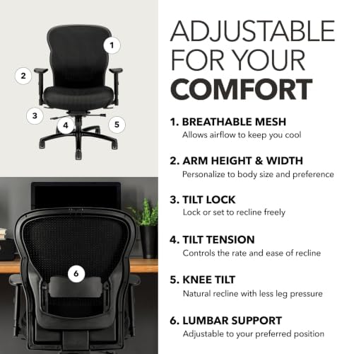 HON Wave Big and Tall Ergonomic Office Chair, Heavy Duty Desk Chair, Black
