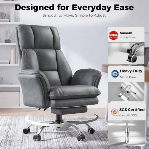 Big and Tall Office Chair, Flip Armrests for Pets & Cross Legged Sitting
