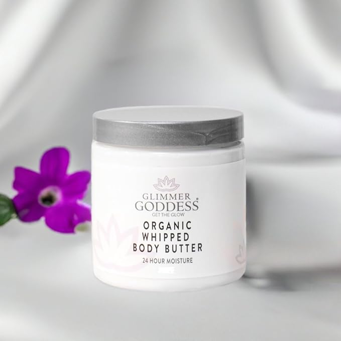 Glimmer Goddess Organic Whipped Body Butter for Women - Moisturizer Cream with Shea & Cocoa Butter, Almonds & Coconut Oil - Autumn Breeze, 8oz