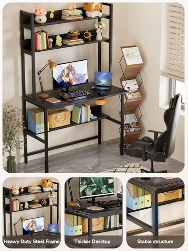 Aquzee 40 Inch Desk with Hutch, Computer Desk with Shelves