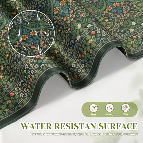 iCasso Aesthetic Floral Desk Mat, 31.5x11.8in Mouse Pads, Retro Green