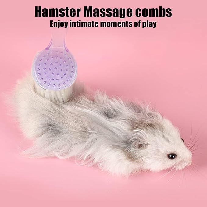 2PC Nail Cleaner Brush Pet Hair Comb Hamster Hair Grooming Cleaning Brushes Pet Animal Bathing Brushes for Guinea Pig Chinchilla Ferret Cleaning Tool (Purple)