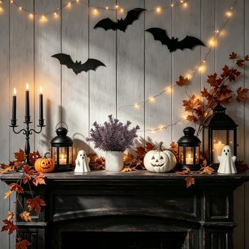 Der Rose 3 Pack Plum Eucalyptus Fake Plants for Halloween Bathroom Decor